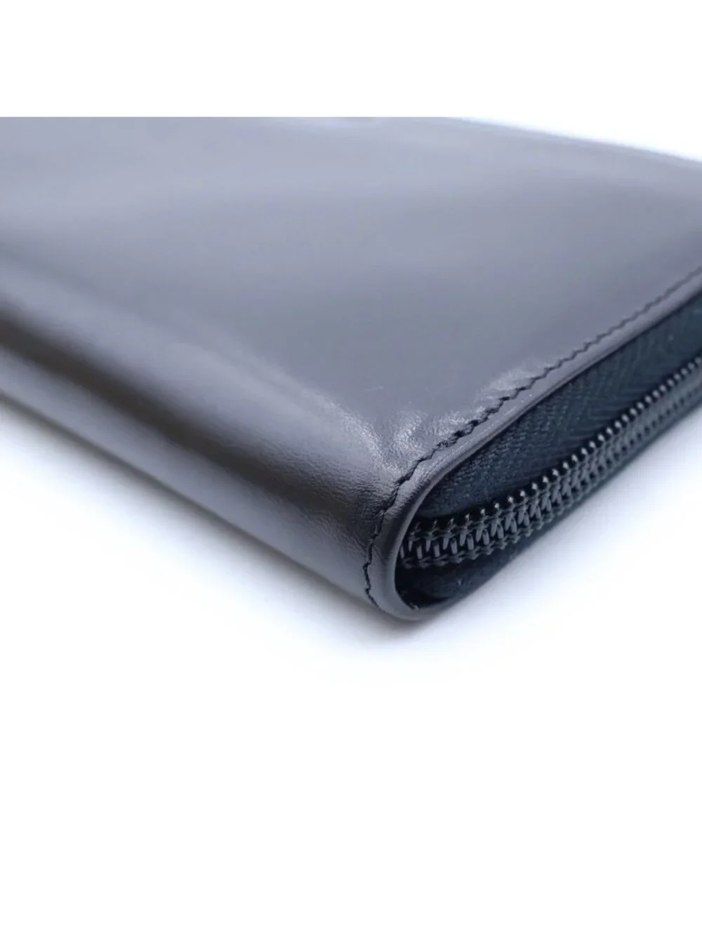 Prada Logo Zip Around Wallet Black Leather